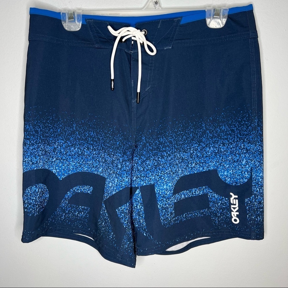 Oakley Shorts Mens Size 30 Blue Trunks Board
All Over Logo Graphic Spell Out